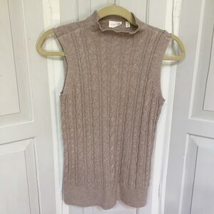 Cyrus Taupe Sleeveless Turtleneck Soft Sweater